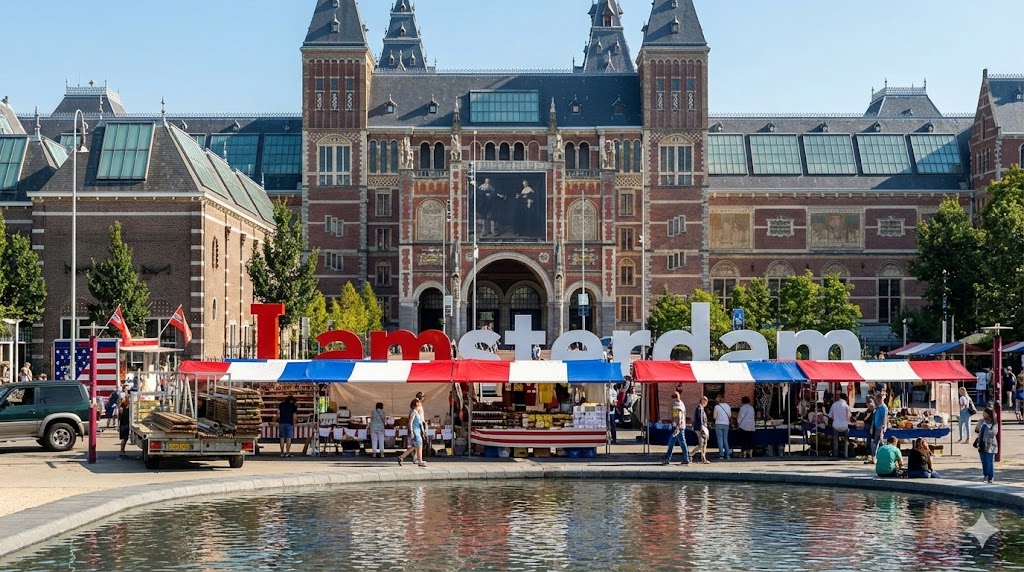 marktkraam voor Amsterdam Rijksmuseum