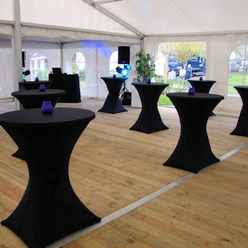 Luxe statafel met stoffen afrok in diverse kleuren, inklapbare hangtafel voor feesten, borrels en zakelijke evenementen.
